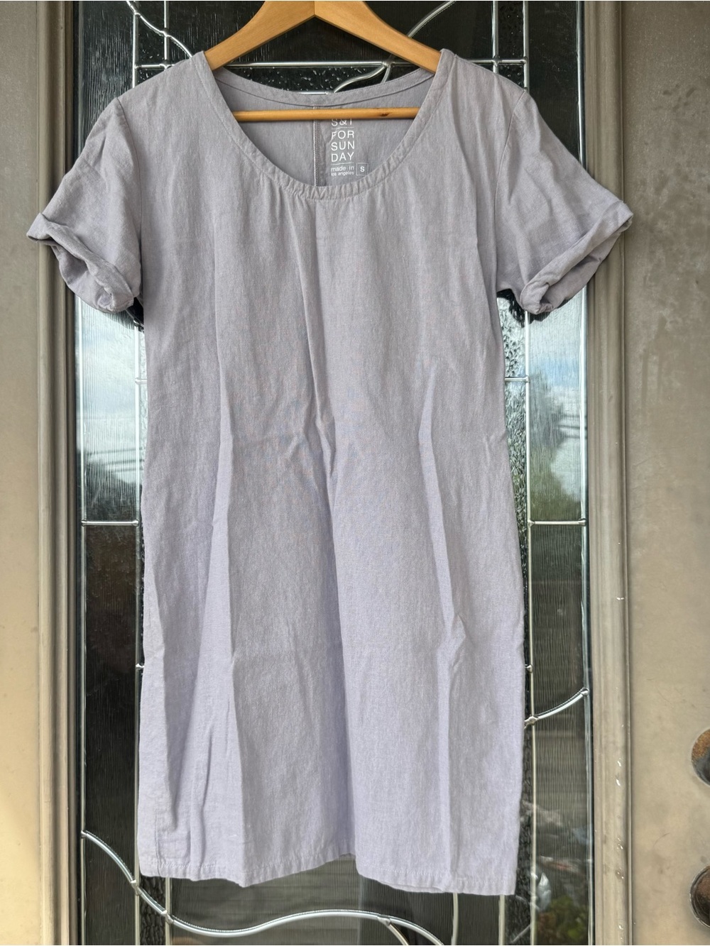 S&T For Sundays Lavender Linen Short-Sleeve Midi Dress
